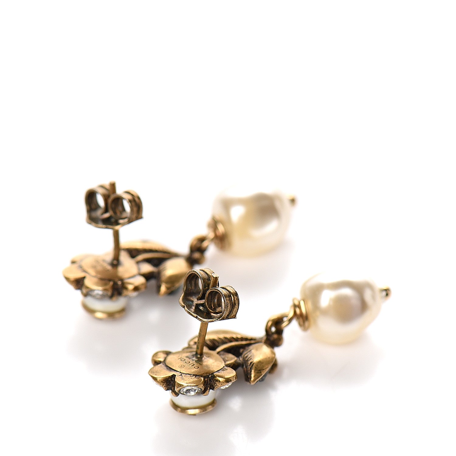 Gucci Crystal Pearl Daisy Earrings Gold 3 of 5