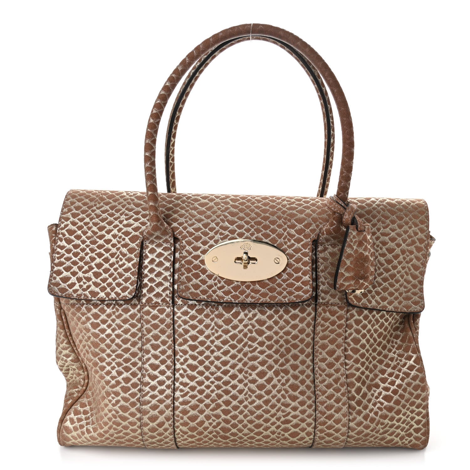 Mulberry Metallic Snake Suede Bayswater Satchel 1 of 12