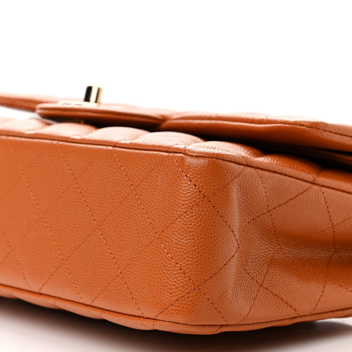Caviar Quilted Medium Double Flap Light Brown