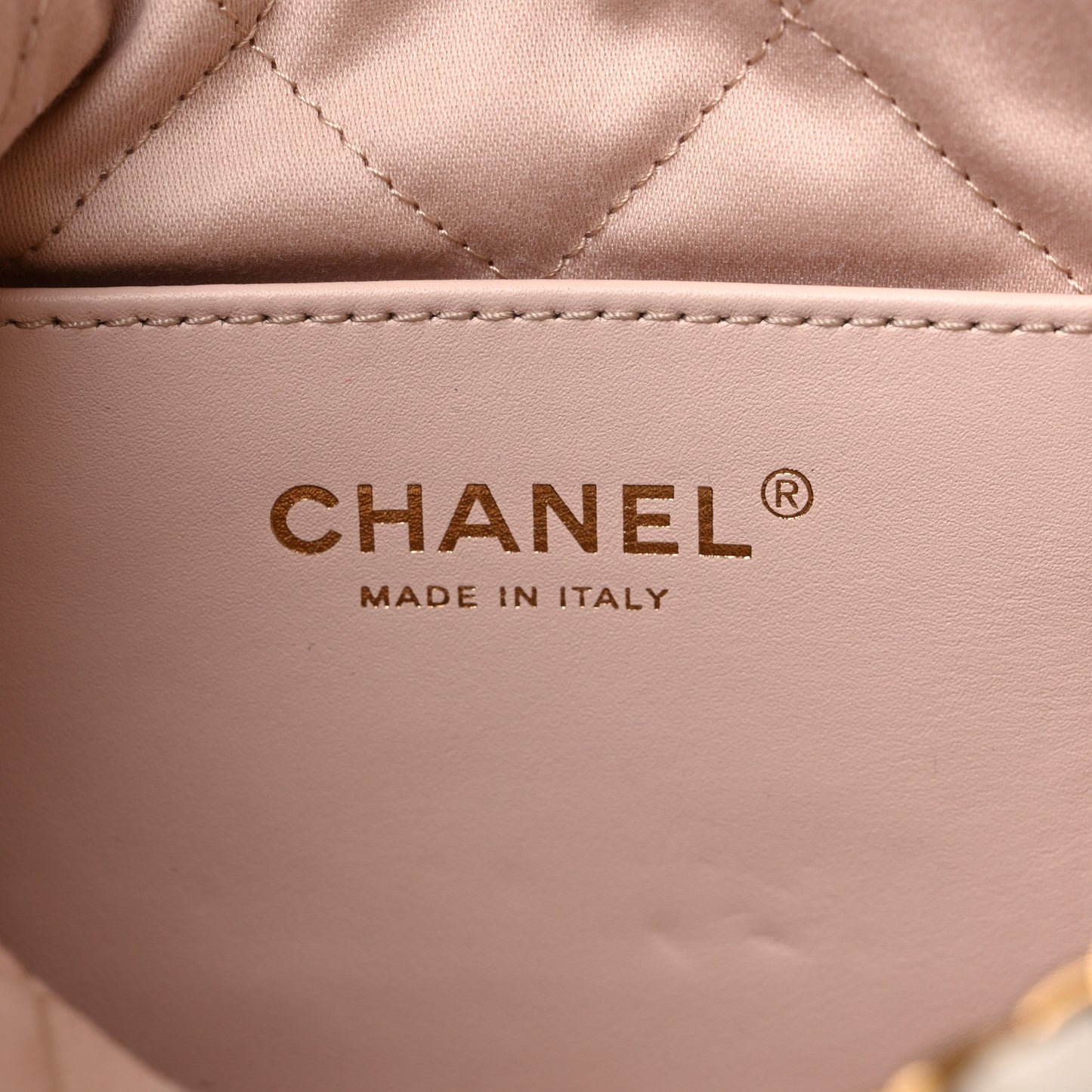 Pearly Shaded Calfskin Quilted Mini Chanel 22 Ecru Golden