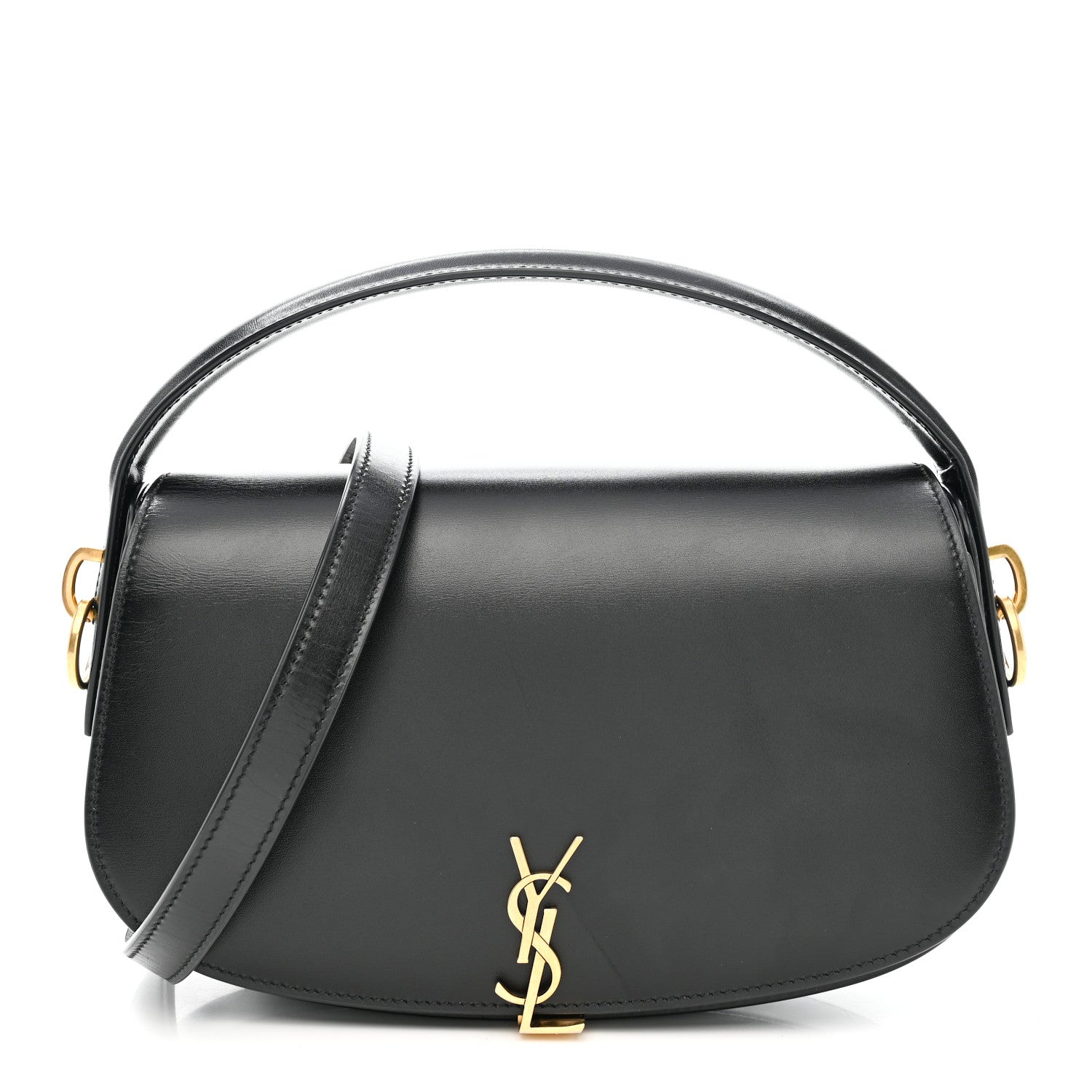 Saint Laurent Box Calfskin Voltaire Top Handle Crossbody Bag Black