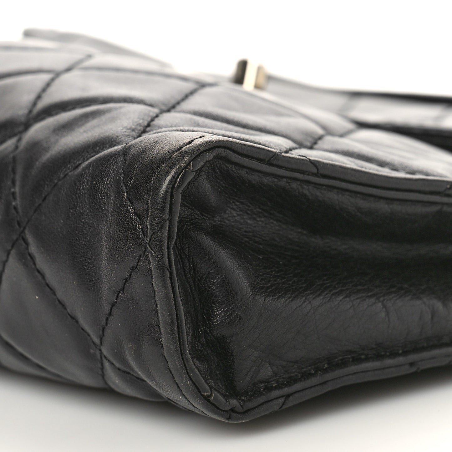 Lambskin Diamond Stitch Envelope Single Flap Black
