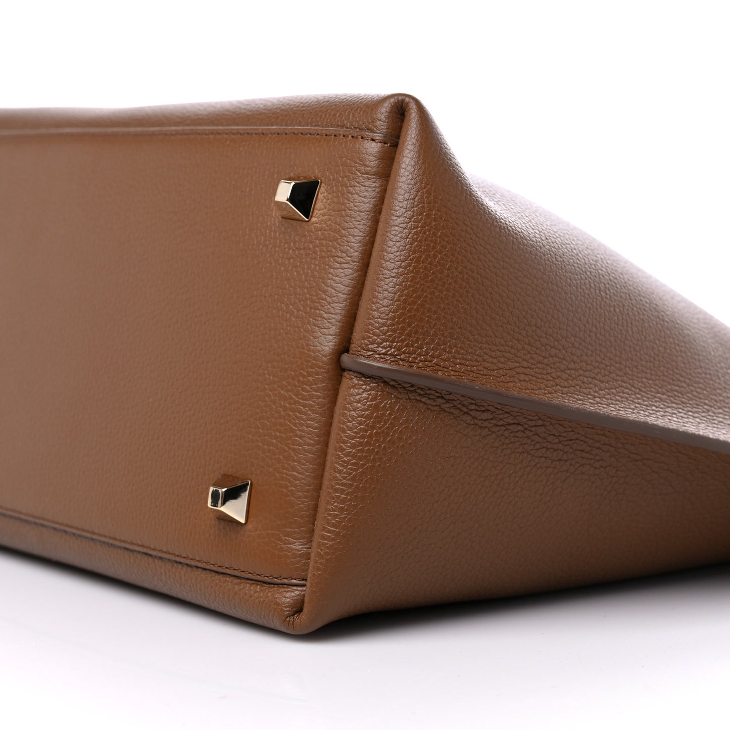Grained Calfskin Medium Yris Shopper Tote Brown Cognac