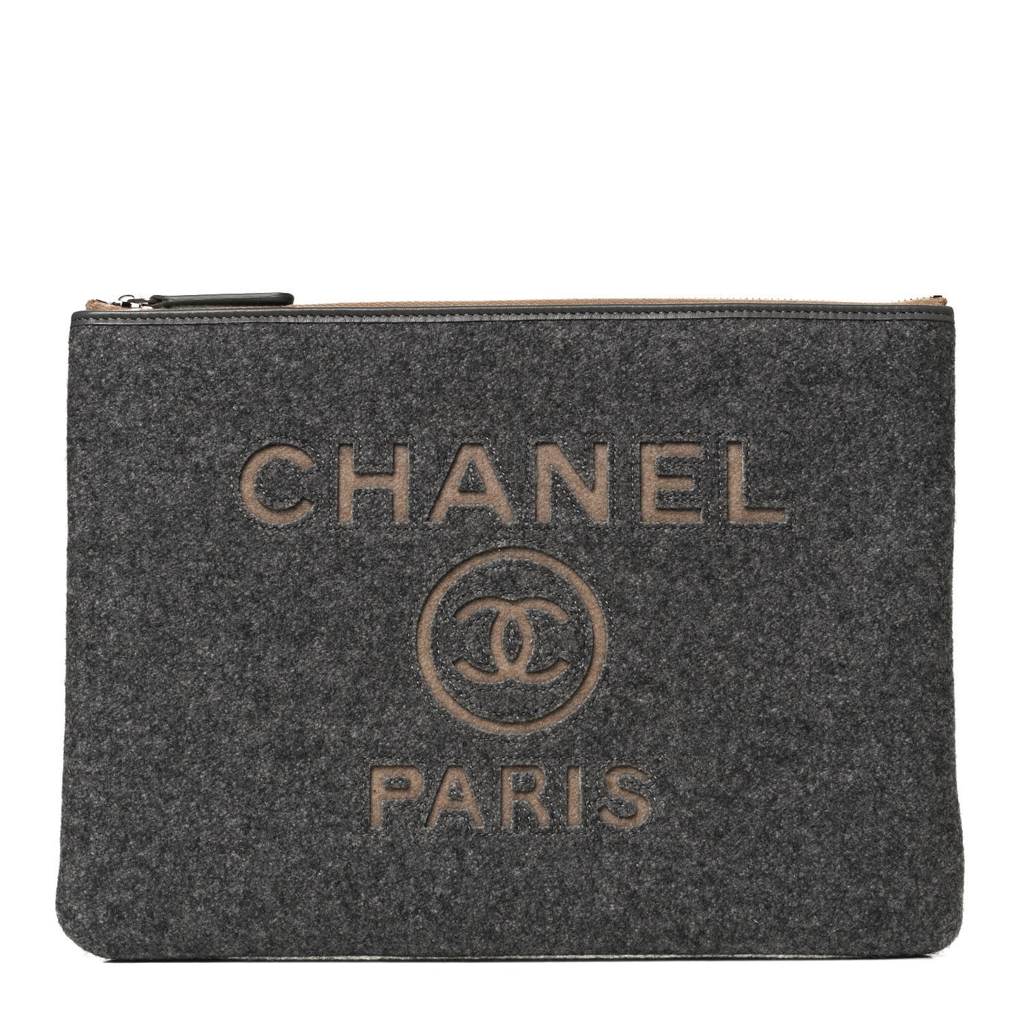 Wool Medium Deauville Cosmetic Pouch Grey