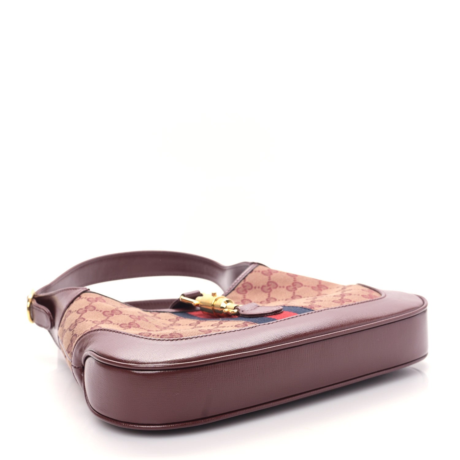 Gucci Monogram Azalea Calfskin Web Small Jackie 1961 Hobo Sahara Rubino Chardonnay 4 of 9