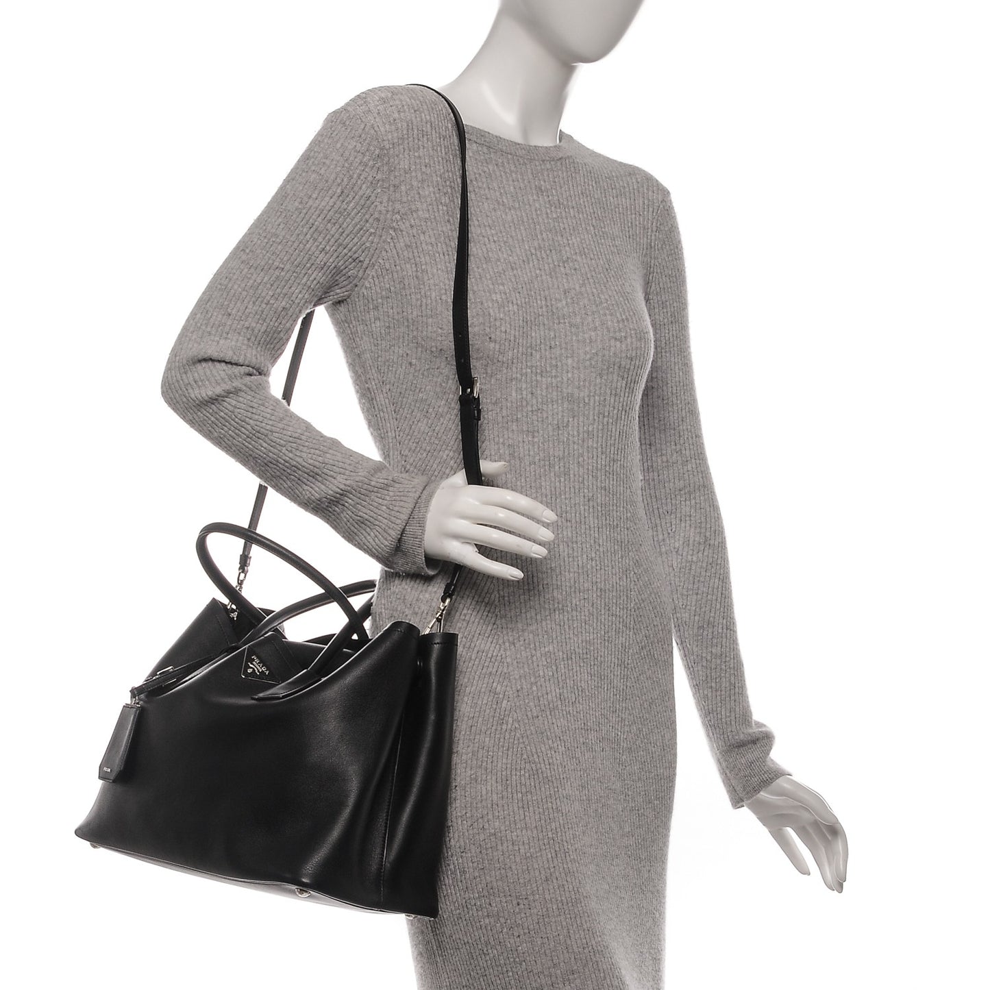 City Calf Medium Double Bag Nero Black