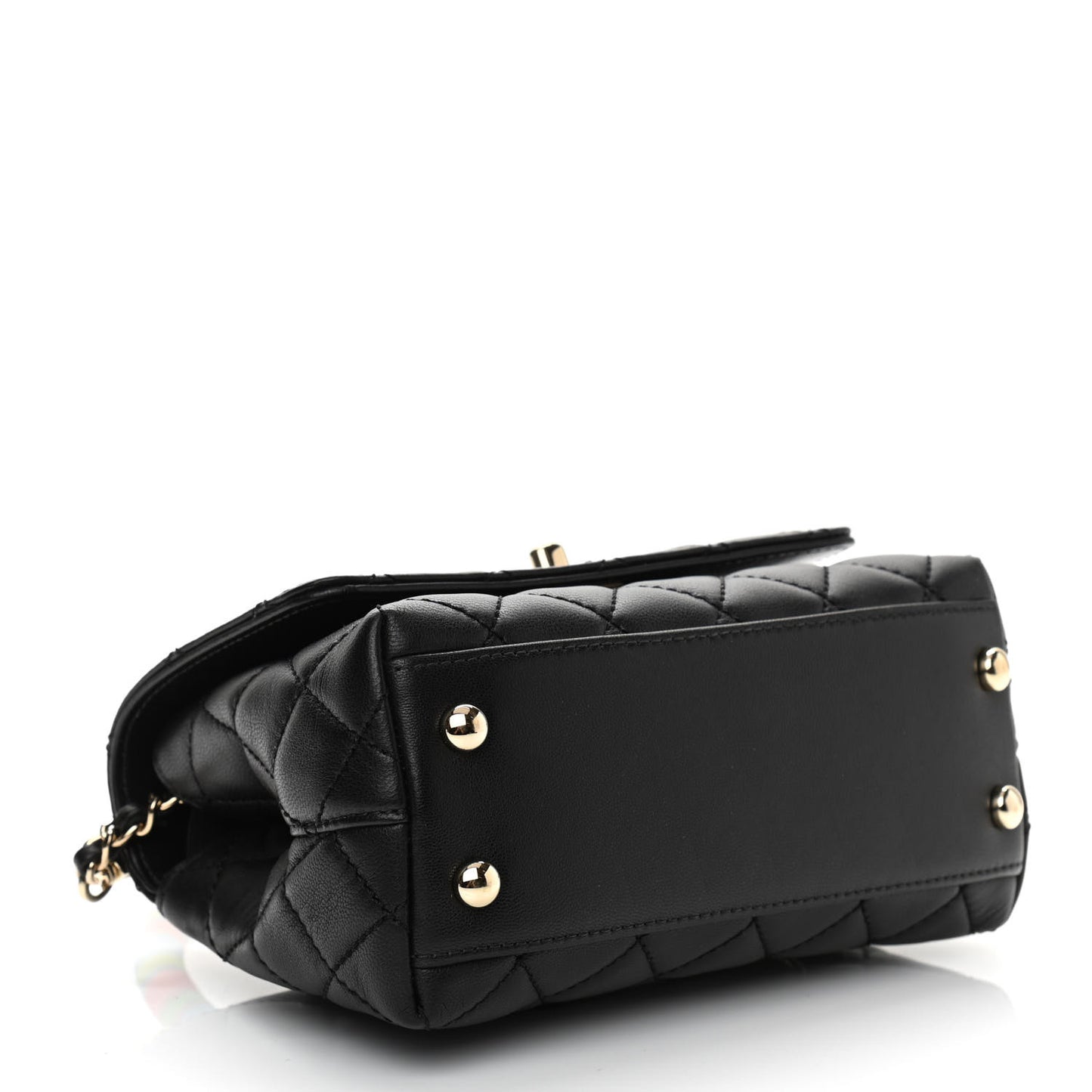 Goatskin Quilted Rainbow Extra Mini Coco Handle Flap Black