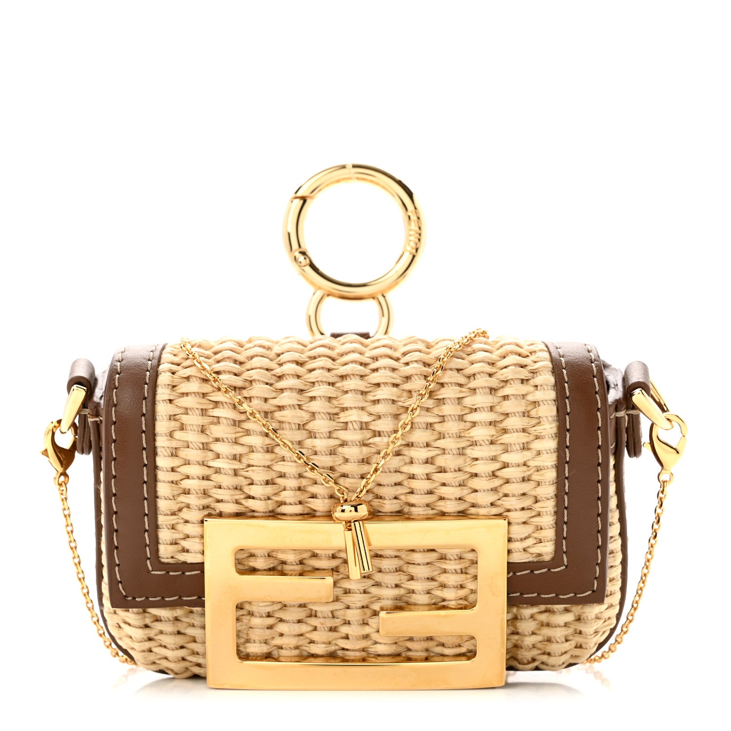 Fendi Macrame Crochet Vitello Grace Nano Maxi Buckle Baguette