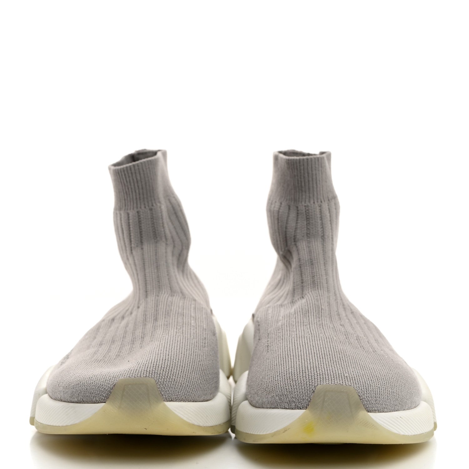 Balenciaga Ribbed Knit Womens Speed 2.0 Transparent Sole Sneakers 40 Baltic Grey White 2 of 8