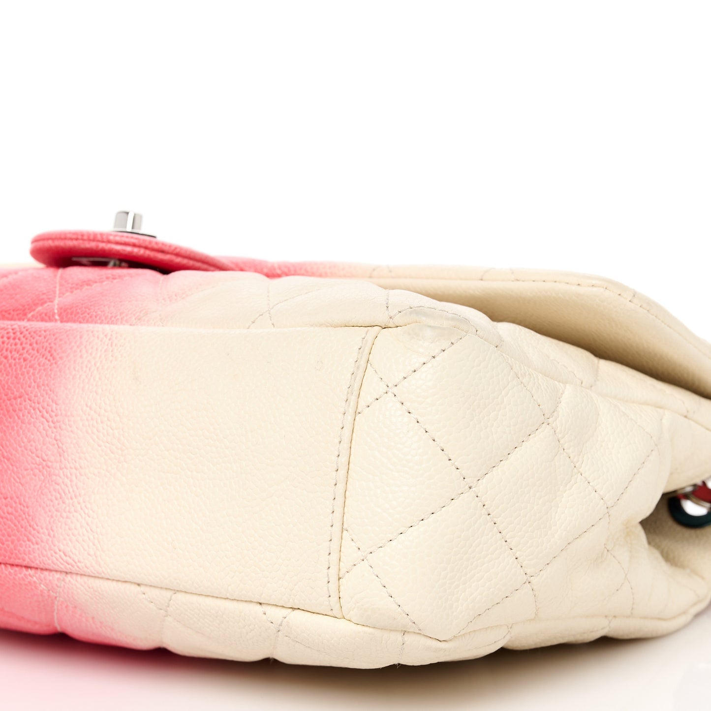 Caviar Quilted Ombre Jumbo Single Flap White Rose Pink