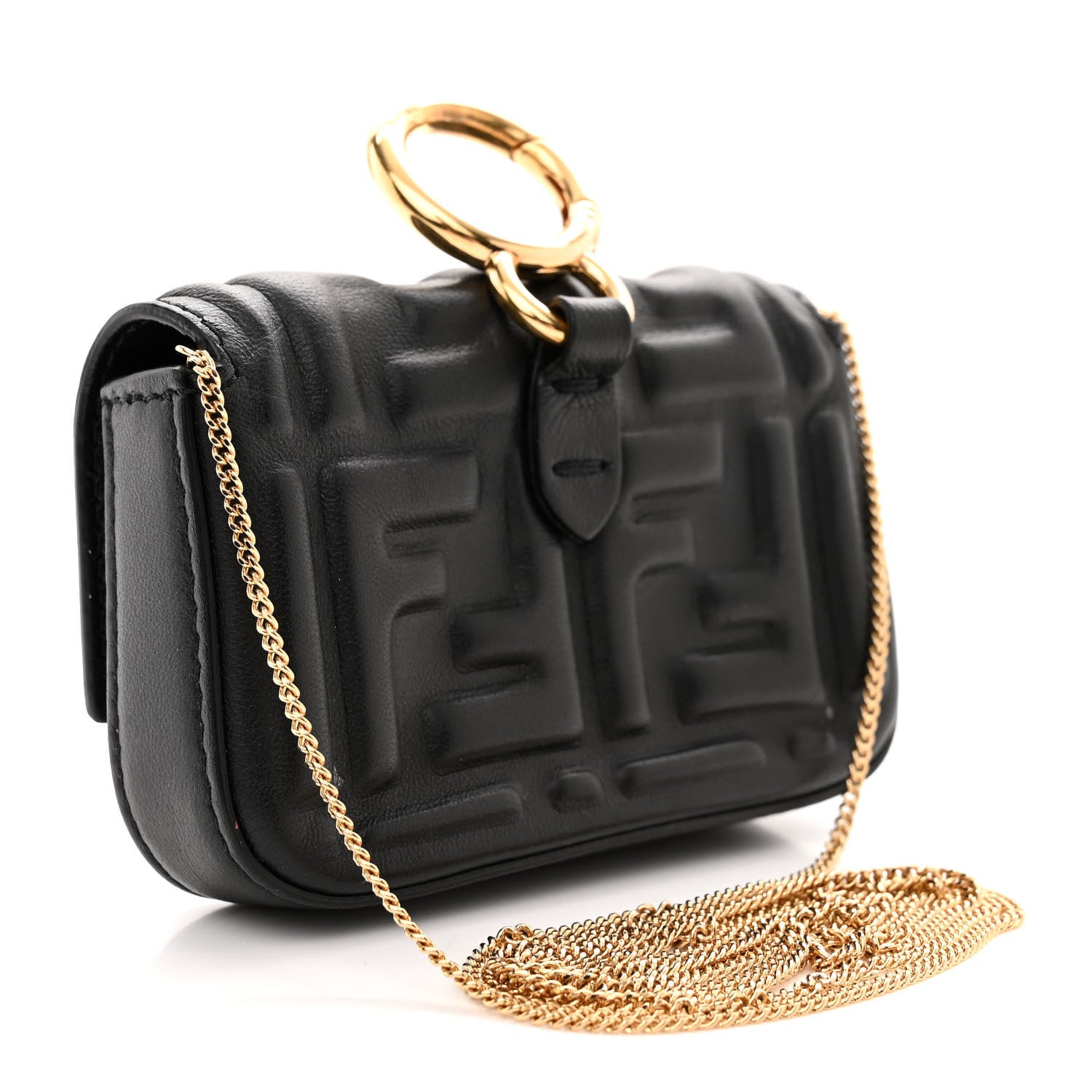 Fendi Nappa Matisse FF Embossed Nano Baguette Charm Black 3 of 10