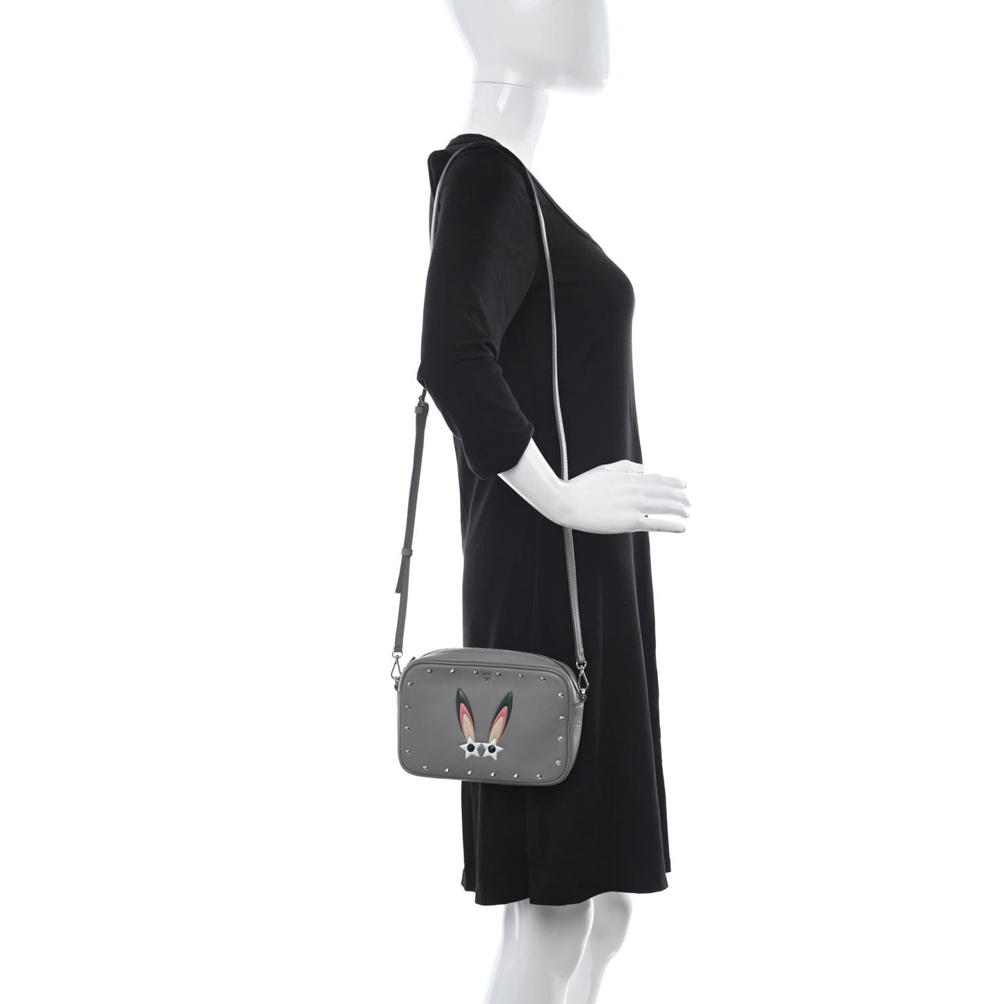 Lambskin Star Eyed Bunny Crossbody Grey