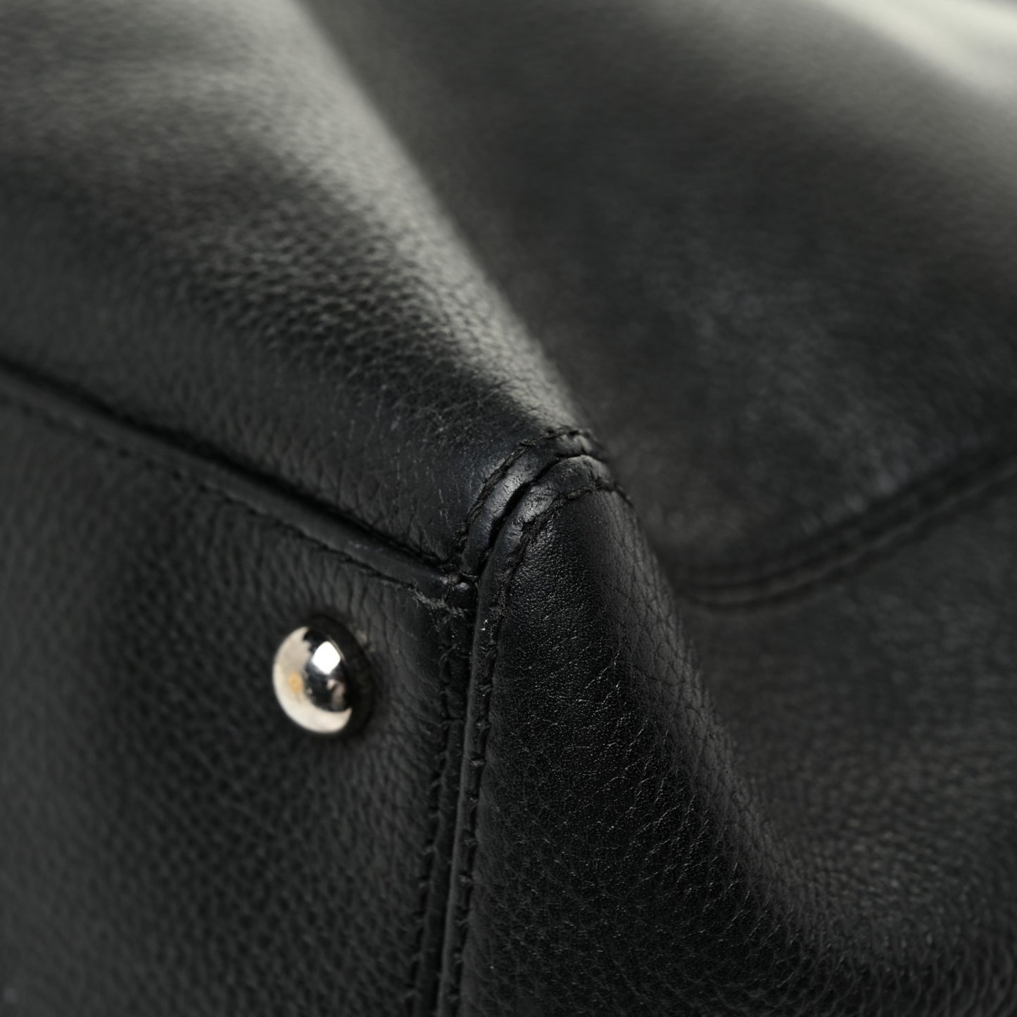 Calfskin Cerf Executive Shopper Tote Black