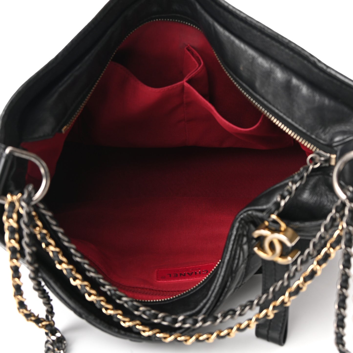 Aged Calfskin Quilted Large Gabrielle Hobo Black