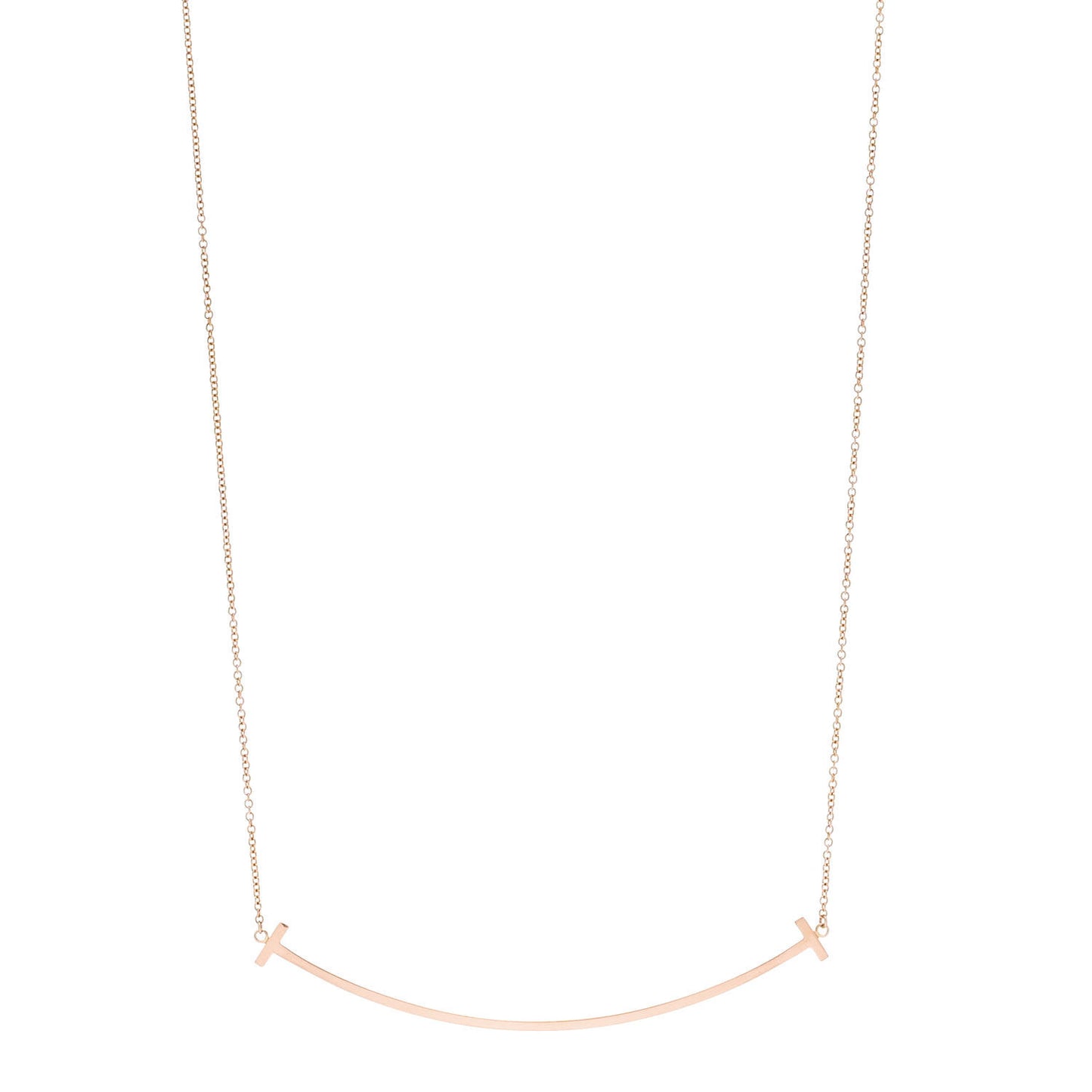 18K Rose Gold Large T Smile Pendant Necklace
