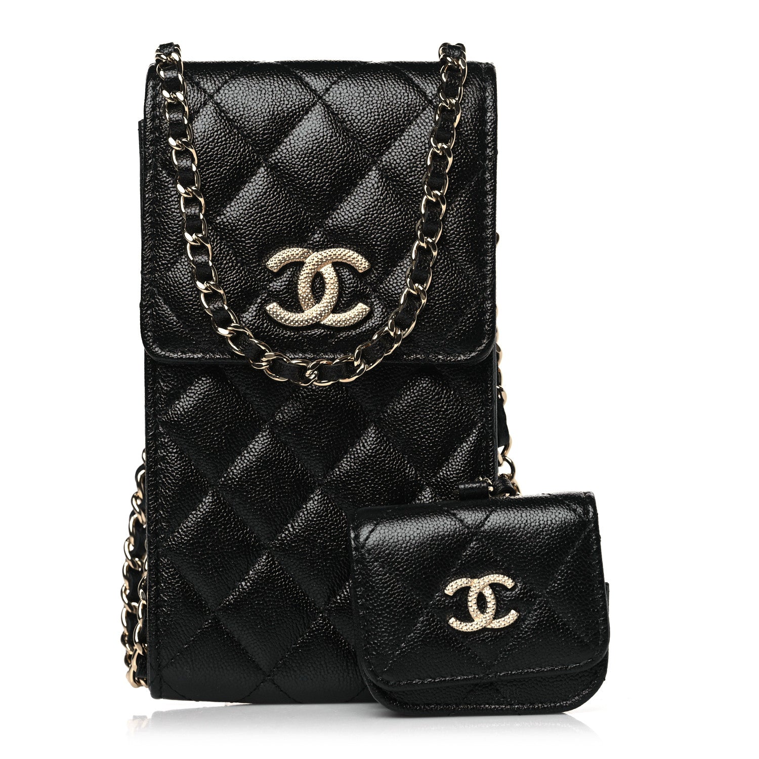 Chanel Caviar Quilted CC Airpods Pro and Phone Case With Chain Black 1 of 11