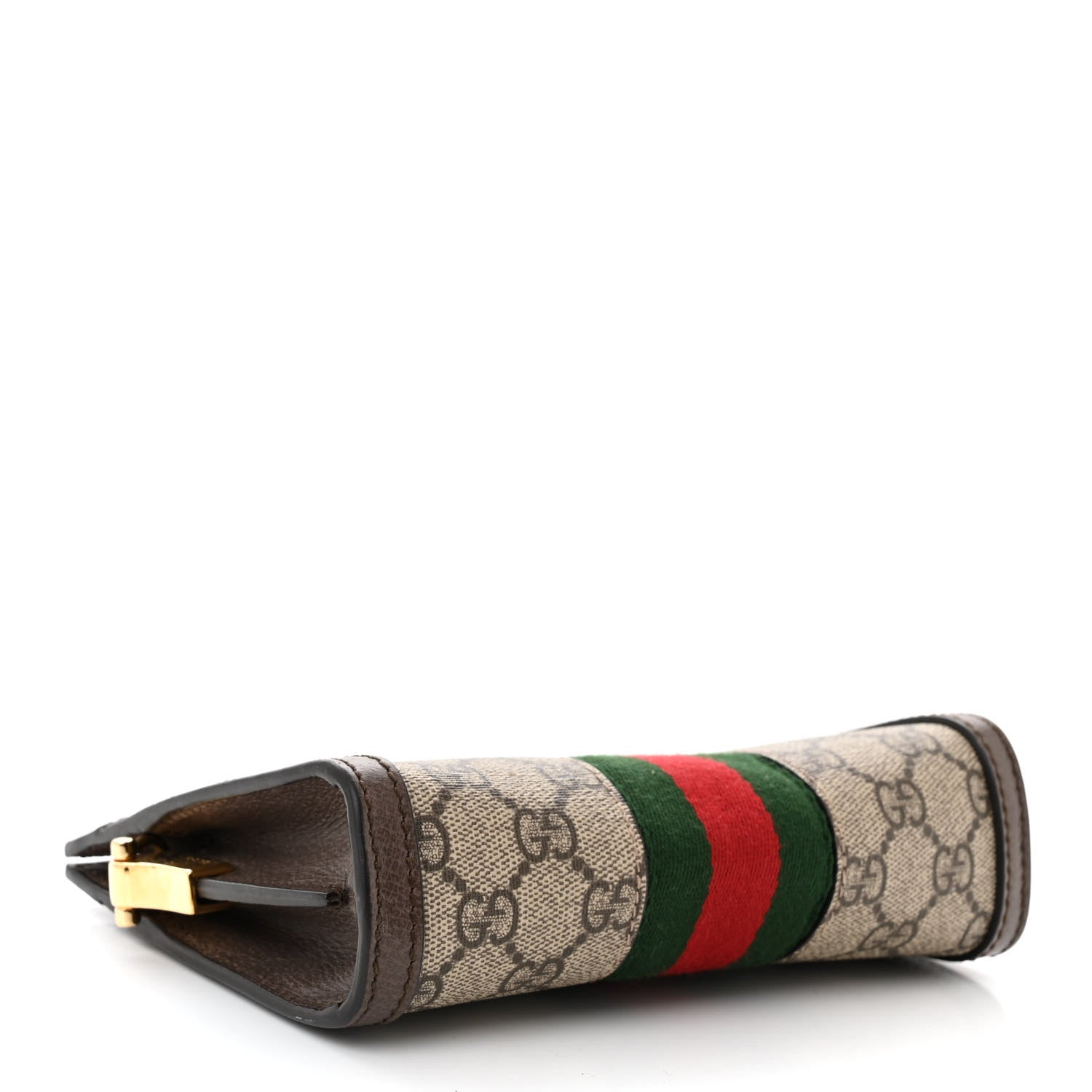 Gucci GG Supreme Monogram Textured Dollar Calfskin Web Mini Ophidia Chain Shoulder Bag Beige Ebony New Acero 4 of 12