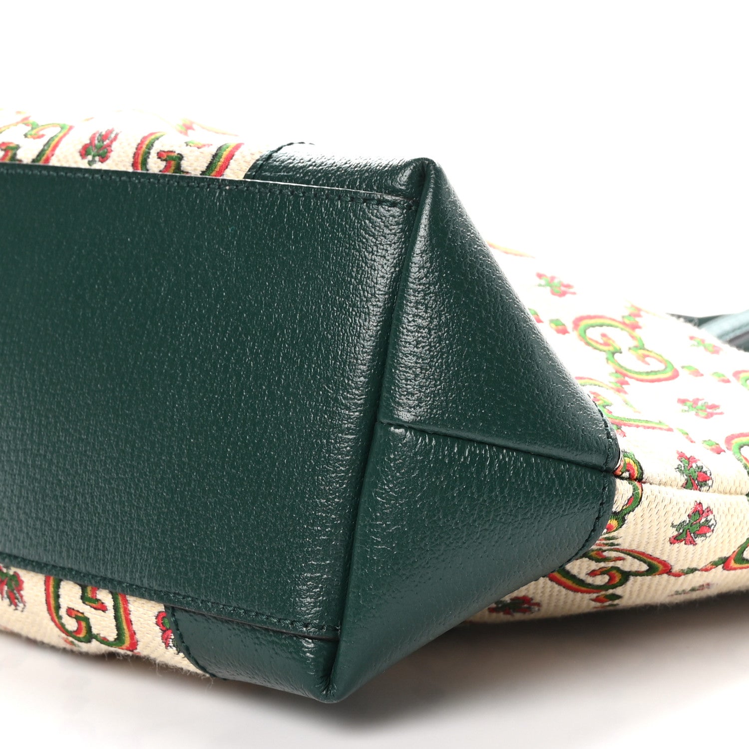 Gucci Cotton Textured Dollar Calfskin GG Monogram Floral Medium Gucci 100 Ophidia Tote Bag Beige Green Multicolor Vintage Green 9 of 9