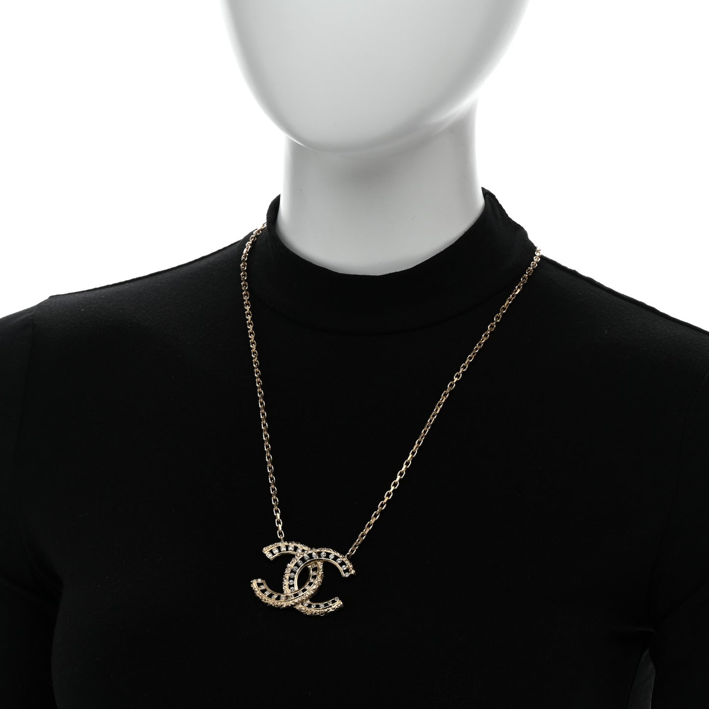 Crystal Textured CC Necklace Gold