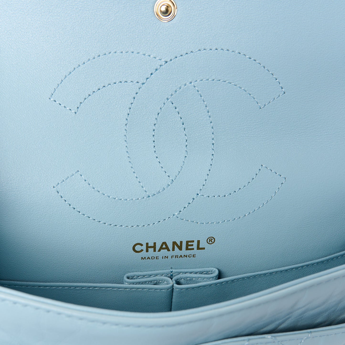 Aged Calfskin Quilted 2.55 Reissue 225 Flap Light Blue