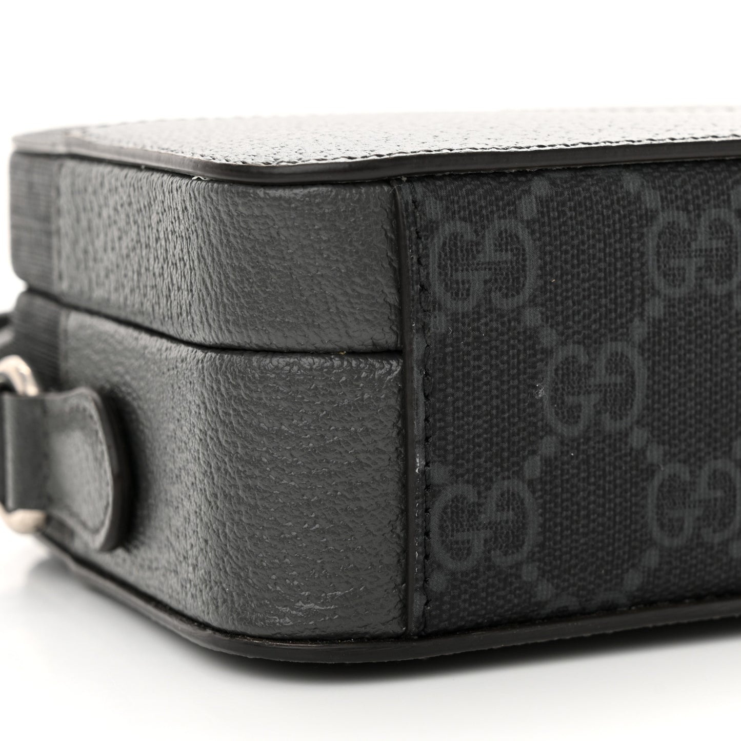 GG Supreme Monogram Textured Dollar Calfskin Mini New Basket Shoulder Bag Black Grey