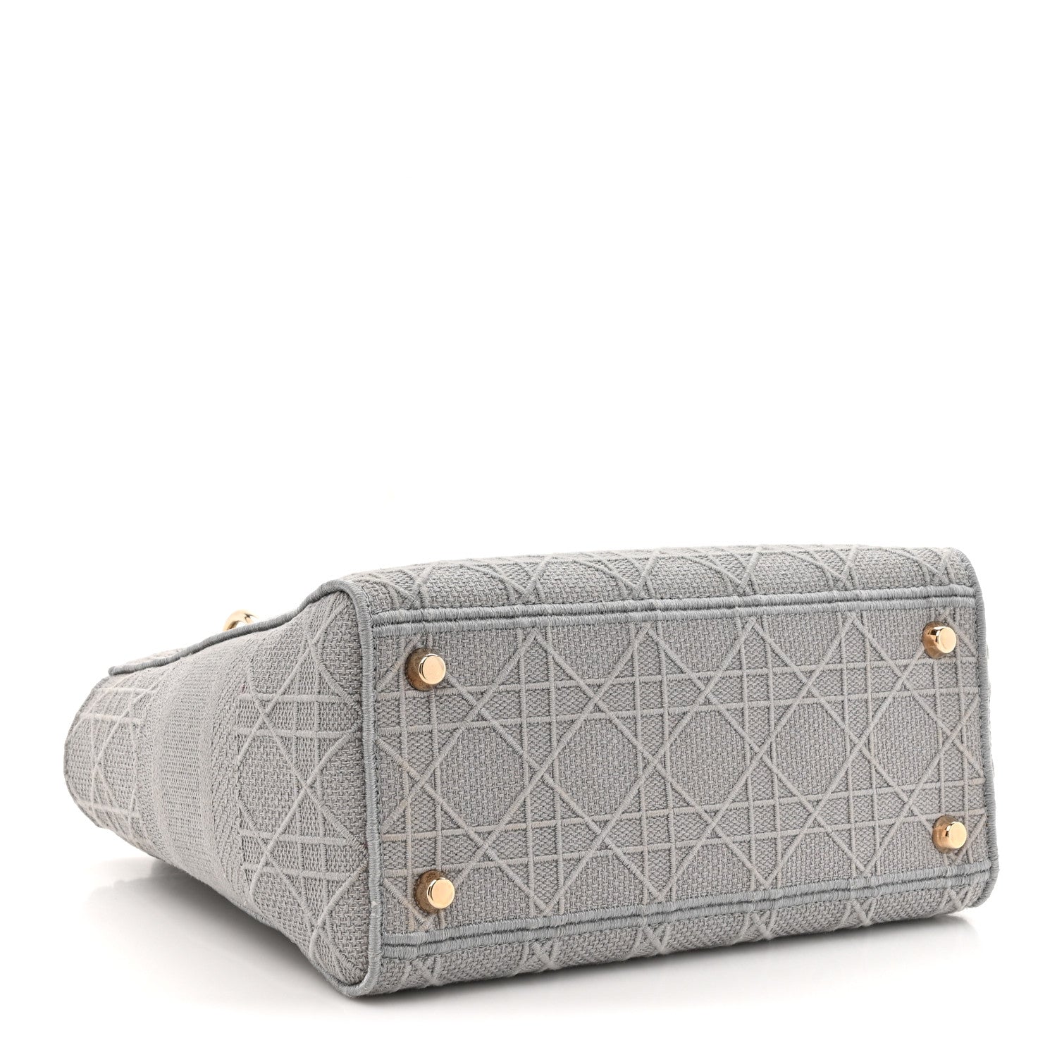Christian Dior Canvas Embroidered Cannage Medium Lady D-Lite Gray 4 of 10
