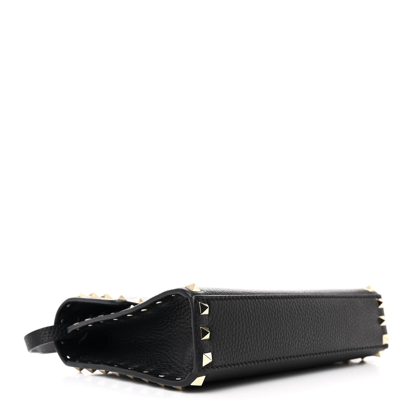 Pebbled Calfskin Medium Rockstud Flip Lock Crossbody Bag Black