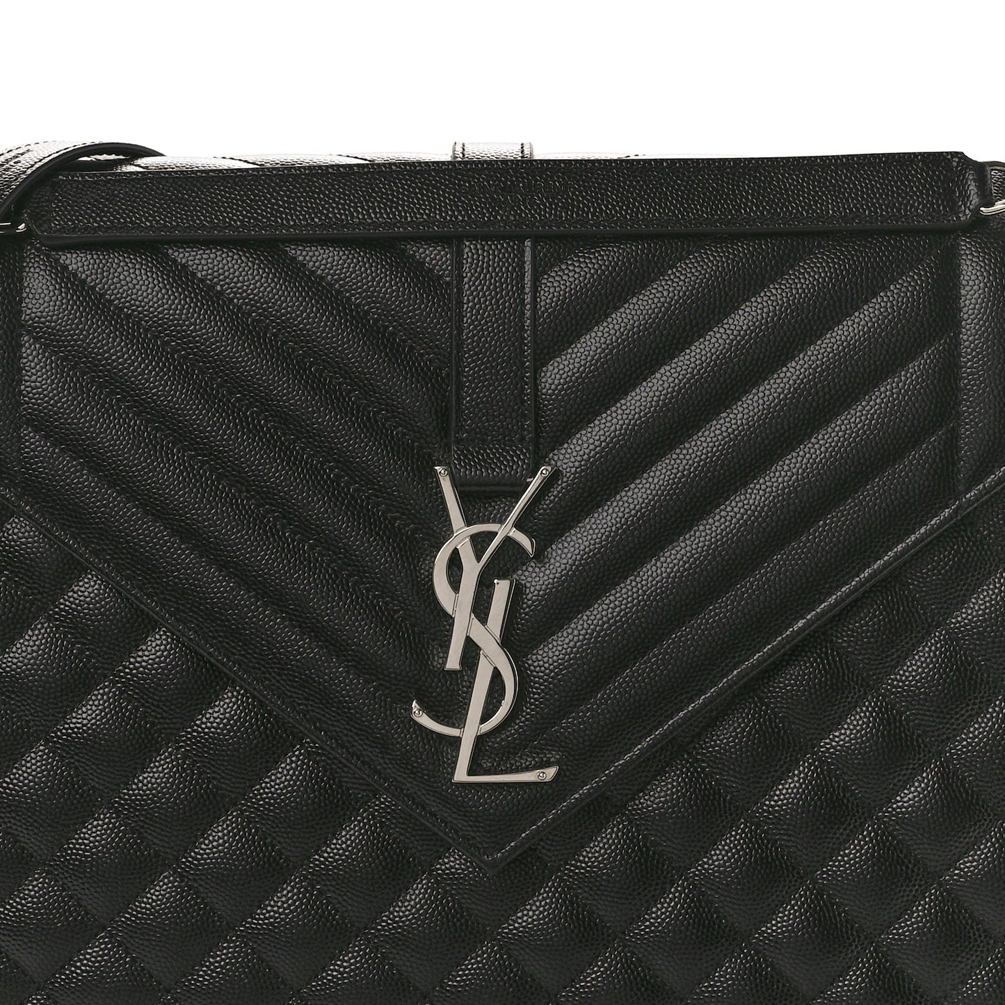 Grain De Poudre Textured Mixed Matelasse Large Triquilt Monogram Satchel Black