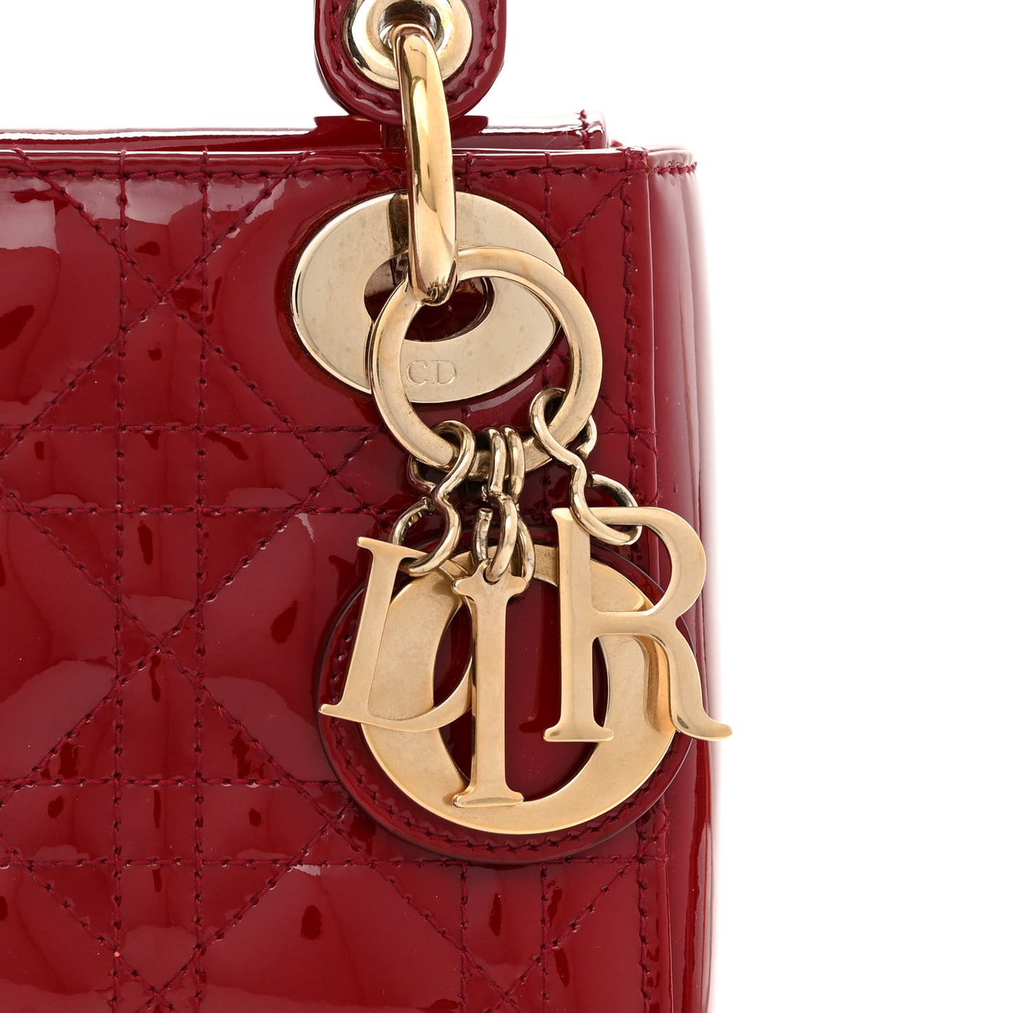 Patent Cannage Mini Lady Dior Red