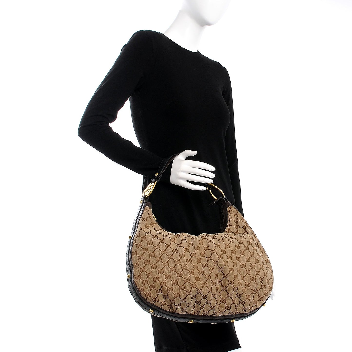 Monogram Medium Interlocking Hobo Dark Brown