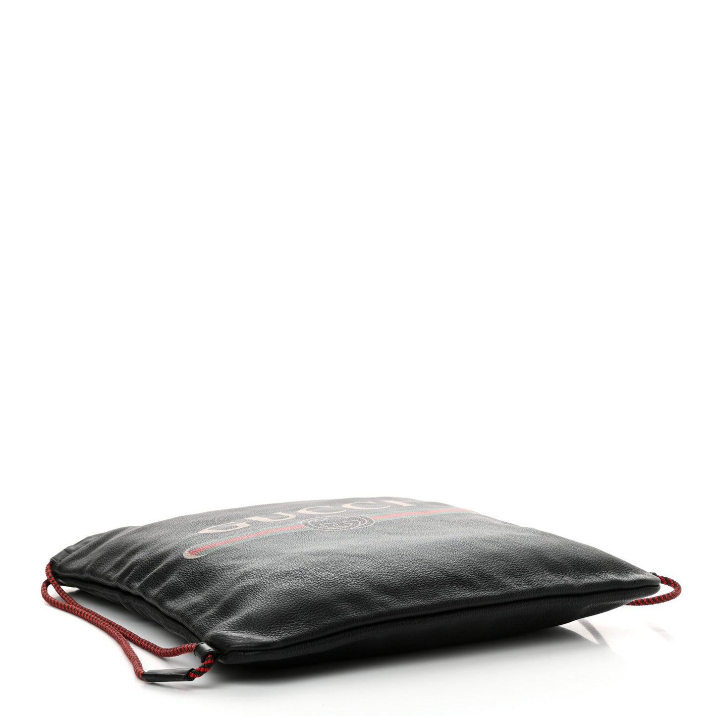 Calfskin Logo Drawstring Backpack Black