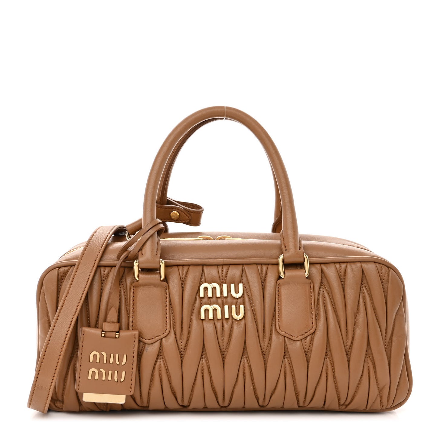 Nappa Matelasse Large Arcadie Top Handle Bag Caramel