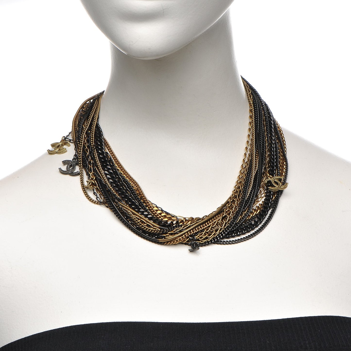 Ruthenium CC Multi Strand Chain Necklace Gold