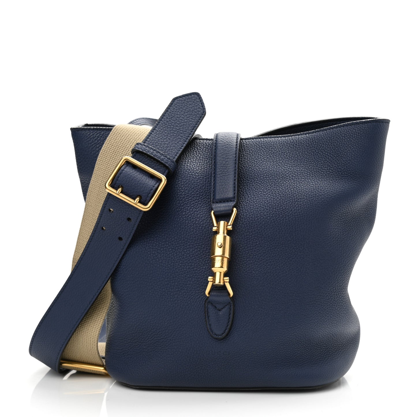 Soft Grained Calfskin Small Jackie Bucket Bag Classic Blue Marine