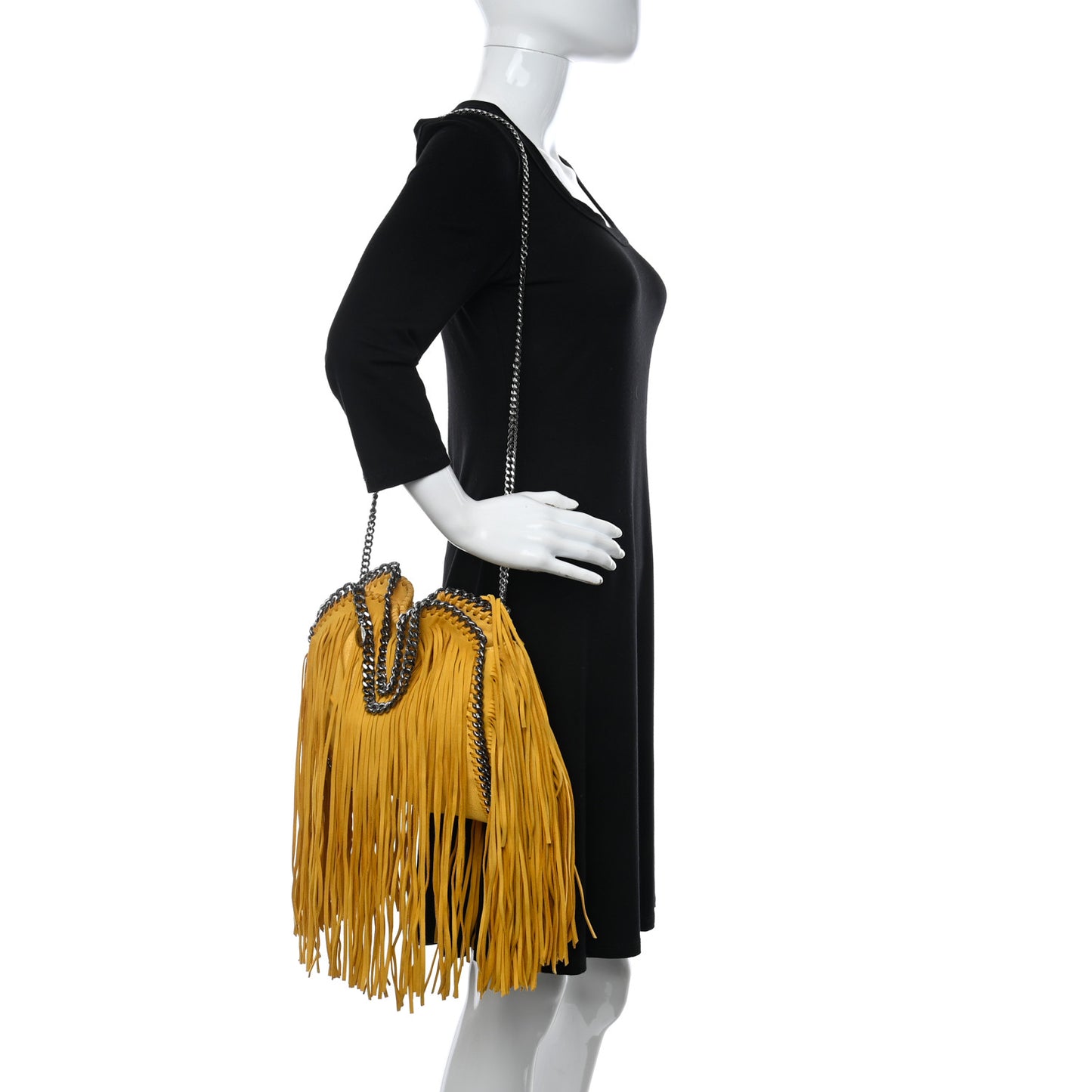Shaggy Deer Fringe Mini Falabella Tote Lemon