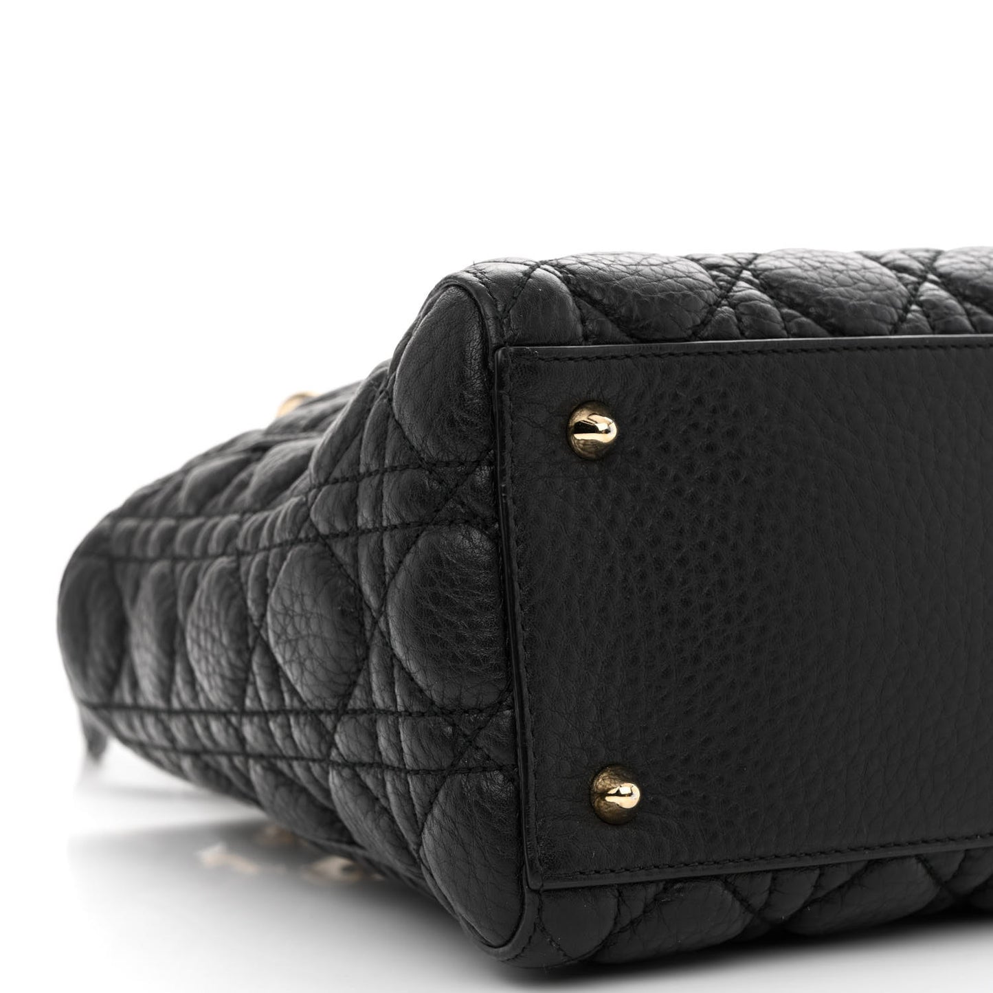 Grained Calfskin Cannage Medium Supple Lady Dior Black