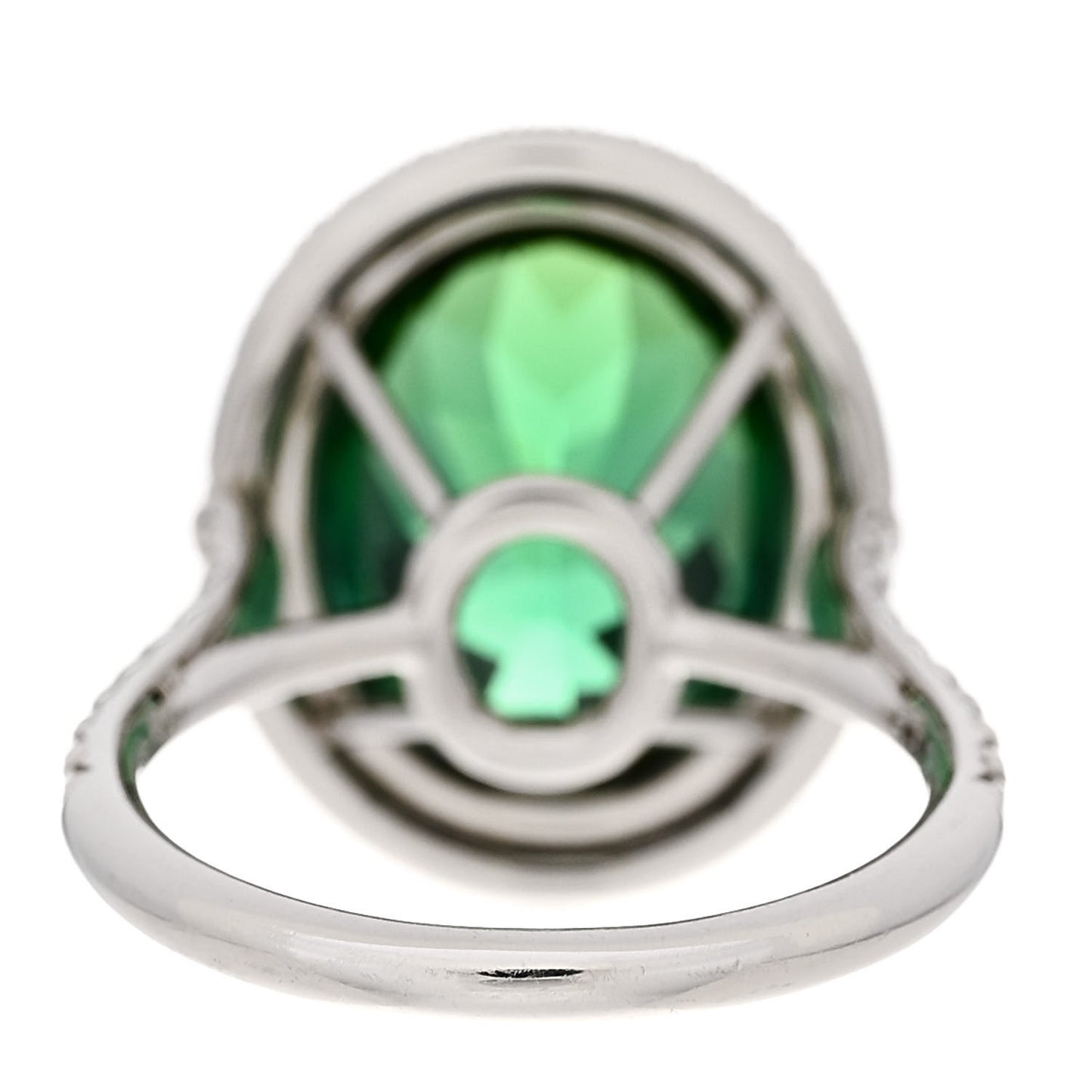 Platinum Diamond Green Tourmaline Soleste Oval Ring 53 6.25