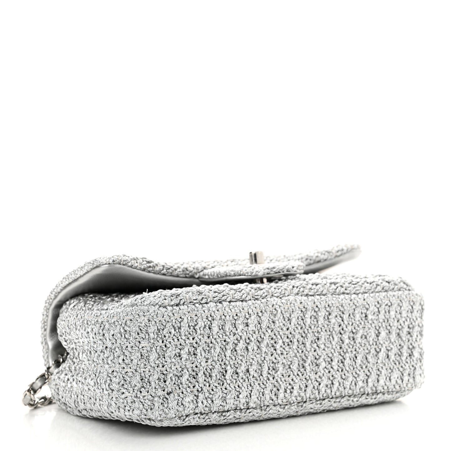 Metallic Woven Fabric Mini Rectangular Flap Silvery