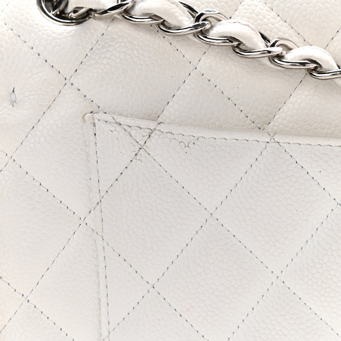 Caviar Quilted Jumbo Double Flap White
