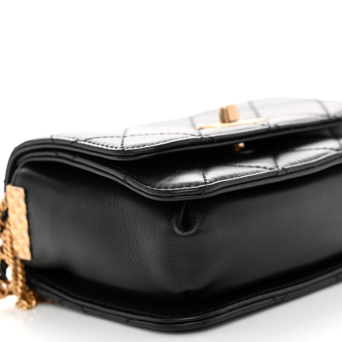 Lambskin Quilted Small Multiple Chain Flap Black