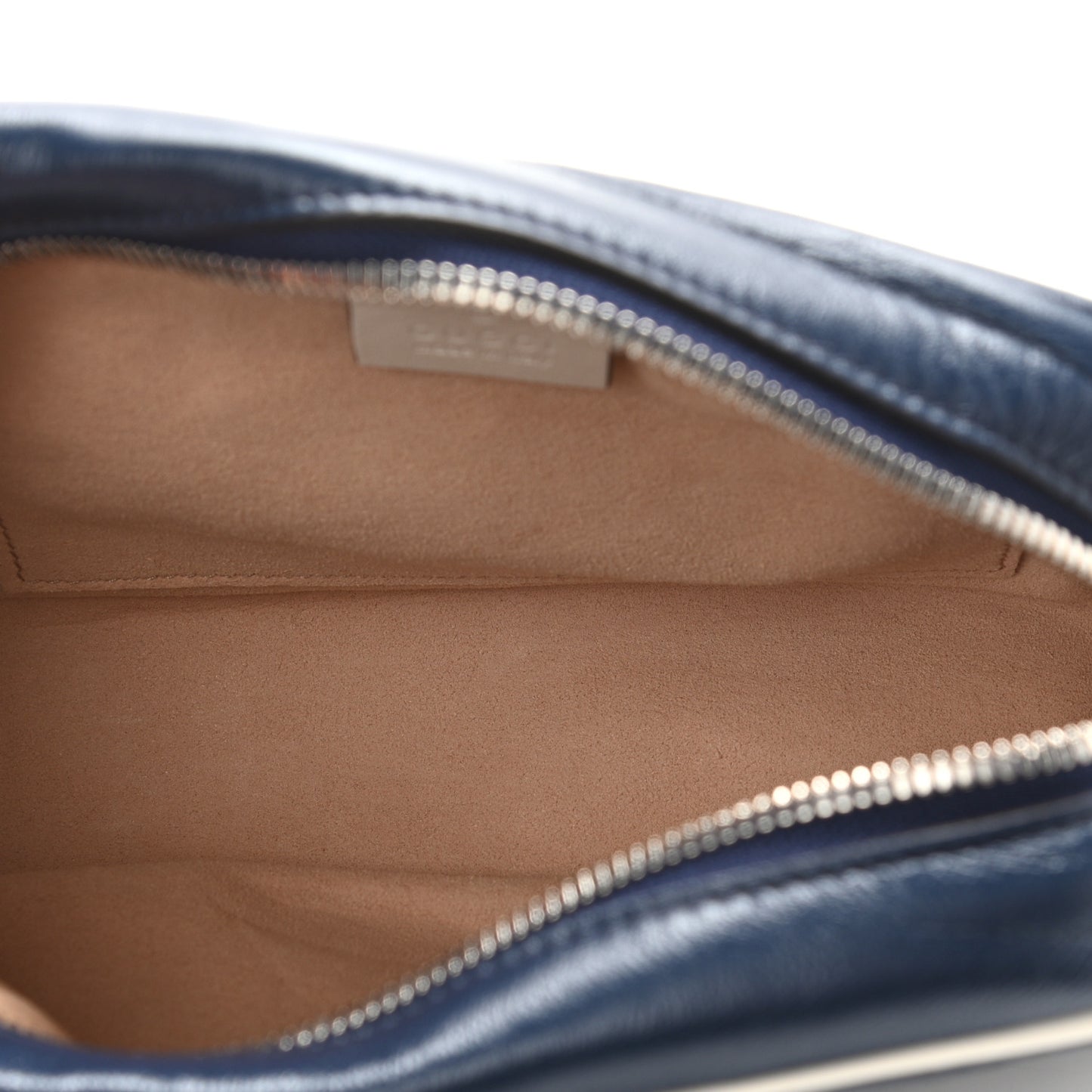 Vintage Effect Calfskin Matelasse Diagonal Small Torchon GG Marmont Chain Shoulder Bag Blue Agata Mystic White