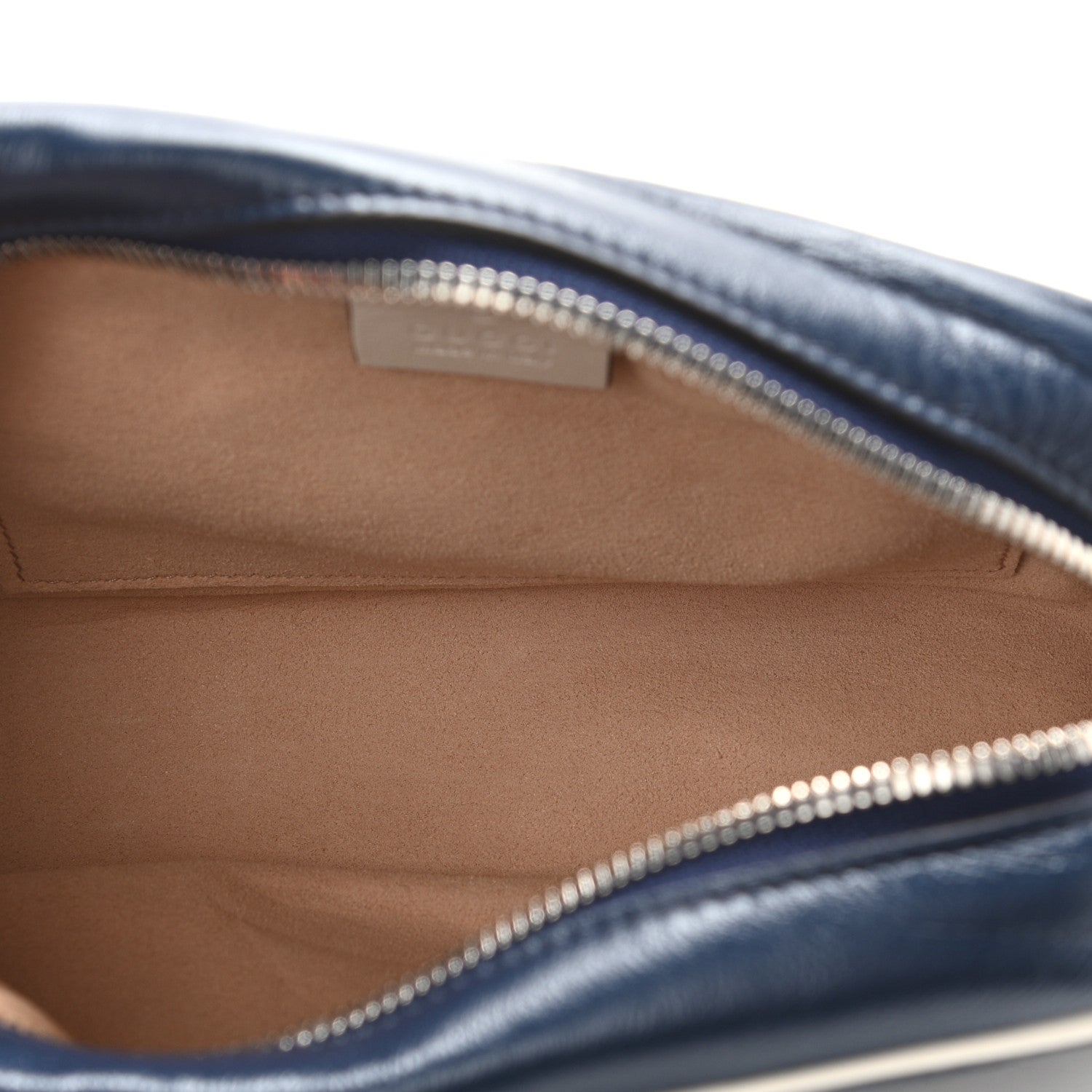 Gucci Vintage Effect Calfskin Matelasse Diagonal Small Torchon GG Marmont Chain Shoulder Bag Blue Agata Mystic White 5 of 10