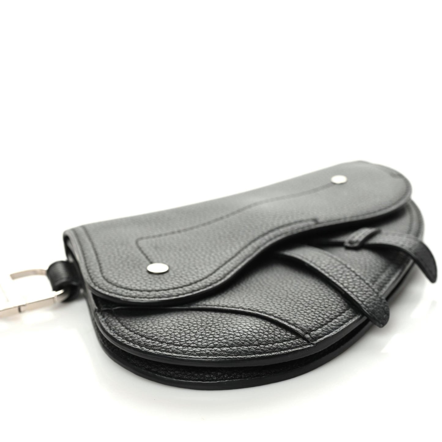 X KAWS Grained Calfskin Saddle Wristlet Black