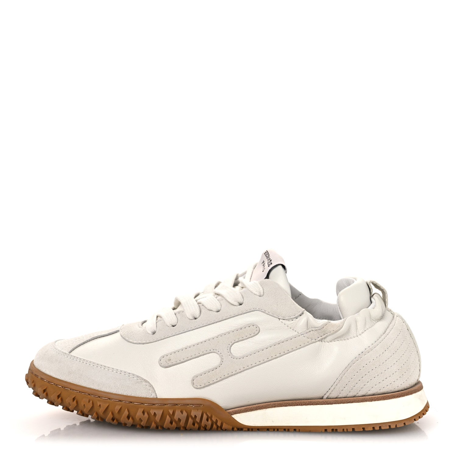 Hermes Nappa Suede Goatskin Womens Jet Sneakers 37.5 White 1920255