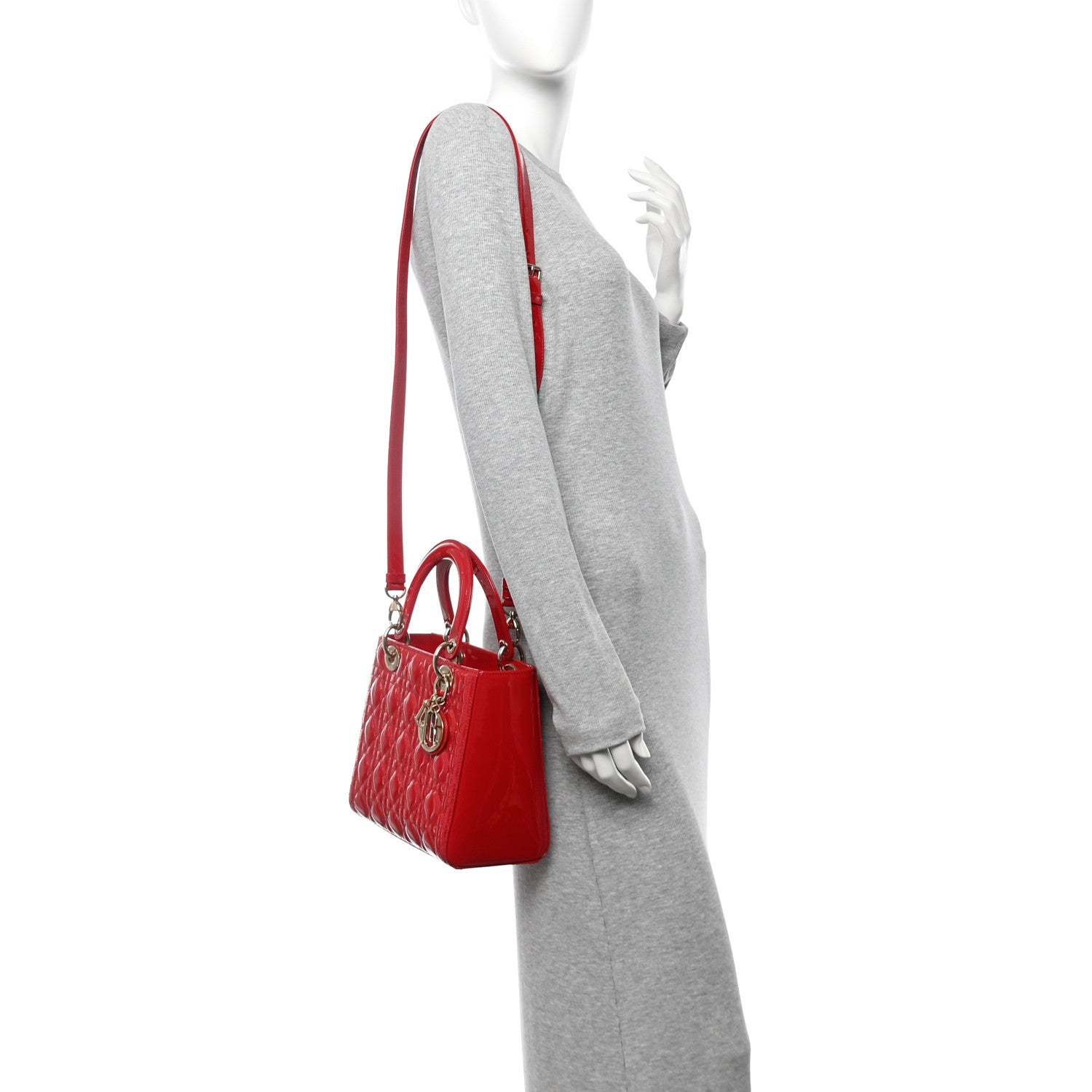 Christian Dior Patent Cannage Medium Lady Dior Red 2 of 10