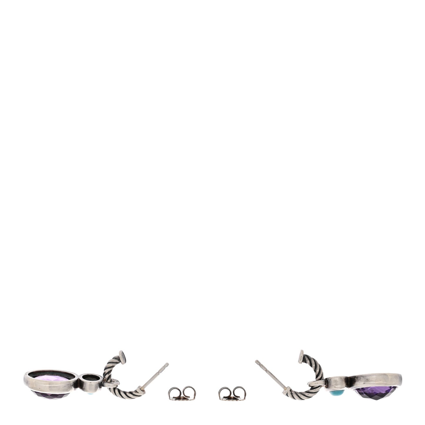 Sterling Silver Amethyst Turquoise Renaissance Drop Earrings