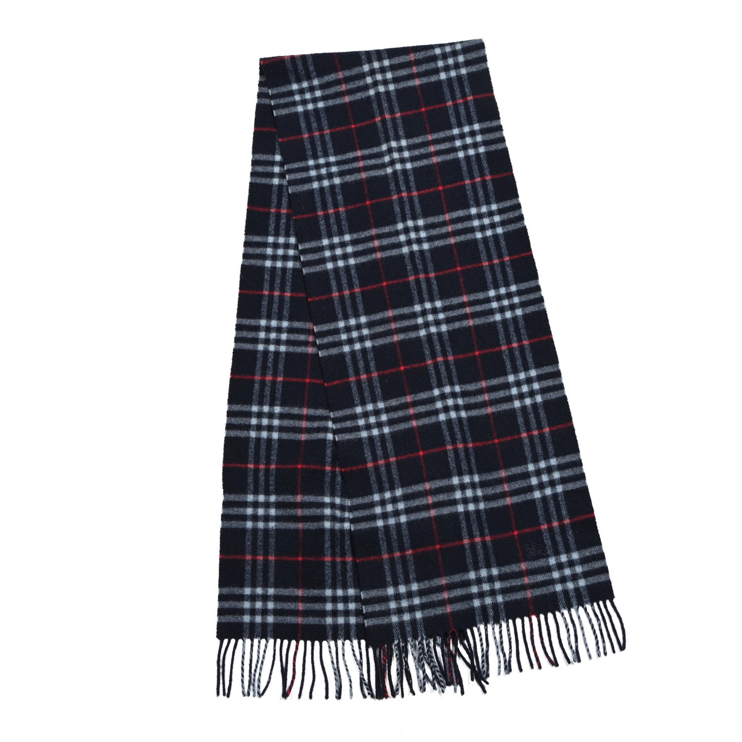 Wool Nova Check Fringe Scarf Blue