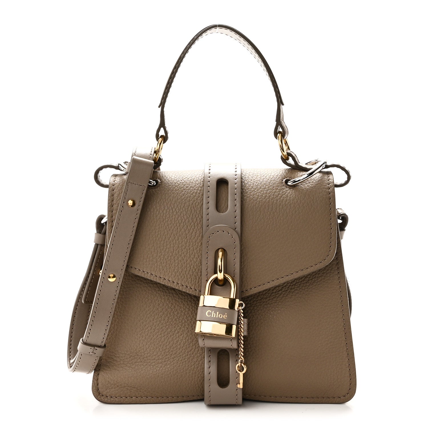 Chloe Shiny Grained Calfskin Small Aby Day Shoulder Bag Motty Grey