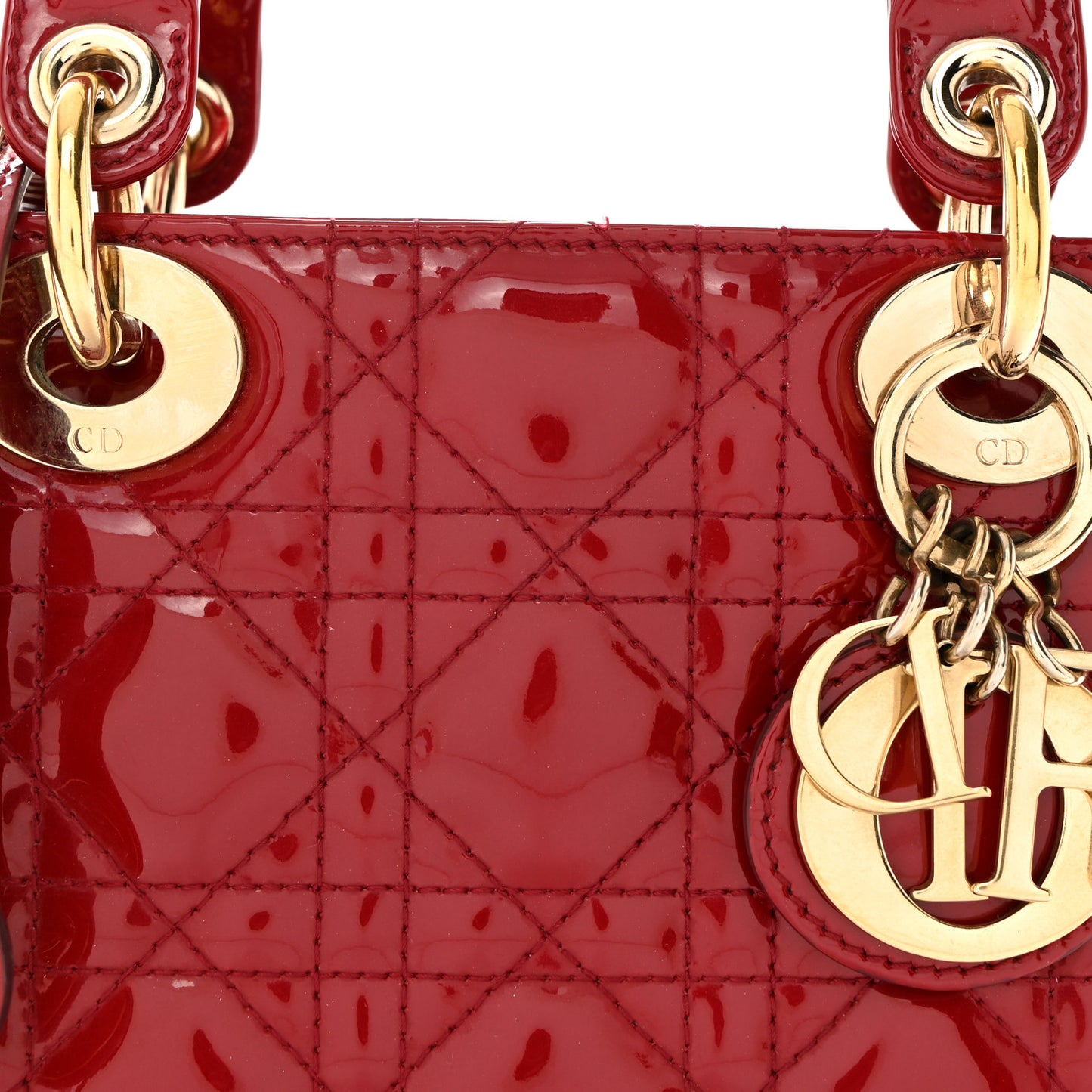 Patent Cannage Mini Lady Dior Red
