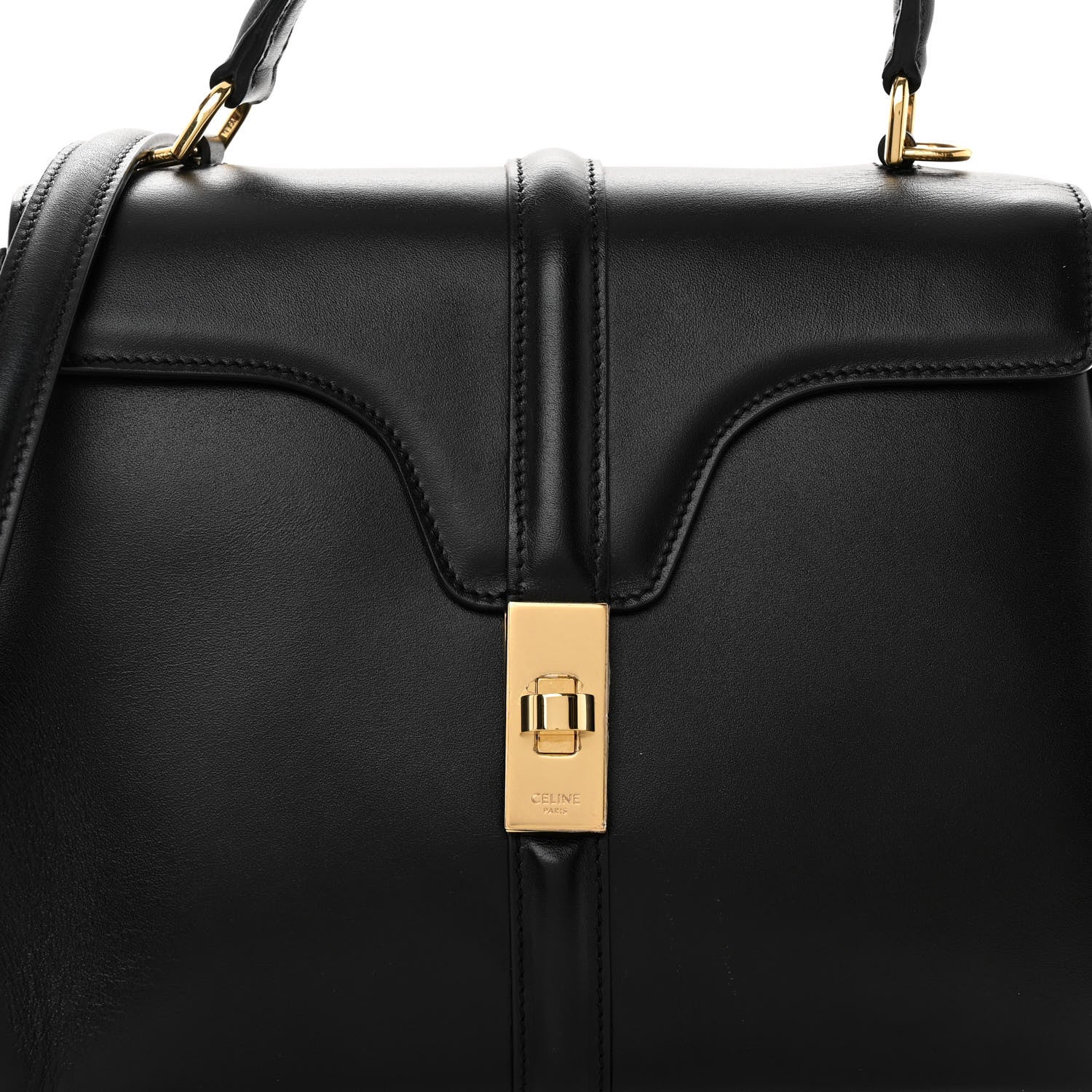 Celine Satinated Calfskin Small 16 Top Handle Bag Black 8 of 11